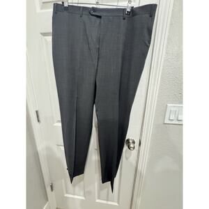 Elegant Mens Dress Pants Gray Wool Trousers Tailored Formal Career